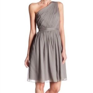J.Crew Formal Dress Petite Kylie Dark Gray One Shoulder Gathered Wedding Silk 8